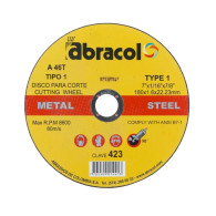 Disco corte metal Abracol 7" pulidora A46T tipo 1