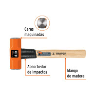 Maceta Truper 4lb mango madera 12" marro