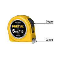 Flexómetro amarillo 5m cinta 19mm Pretul