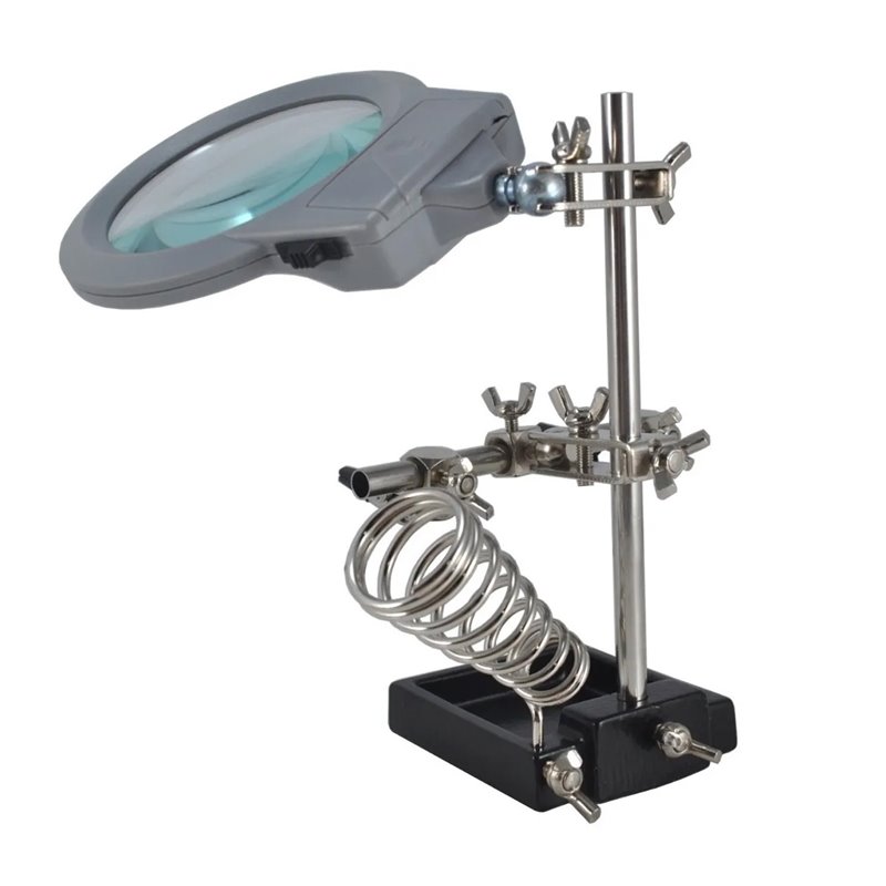 Tercera mano con lupa iluminada + base cautín ZD-10M
