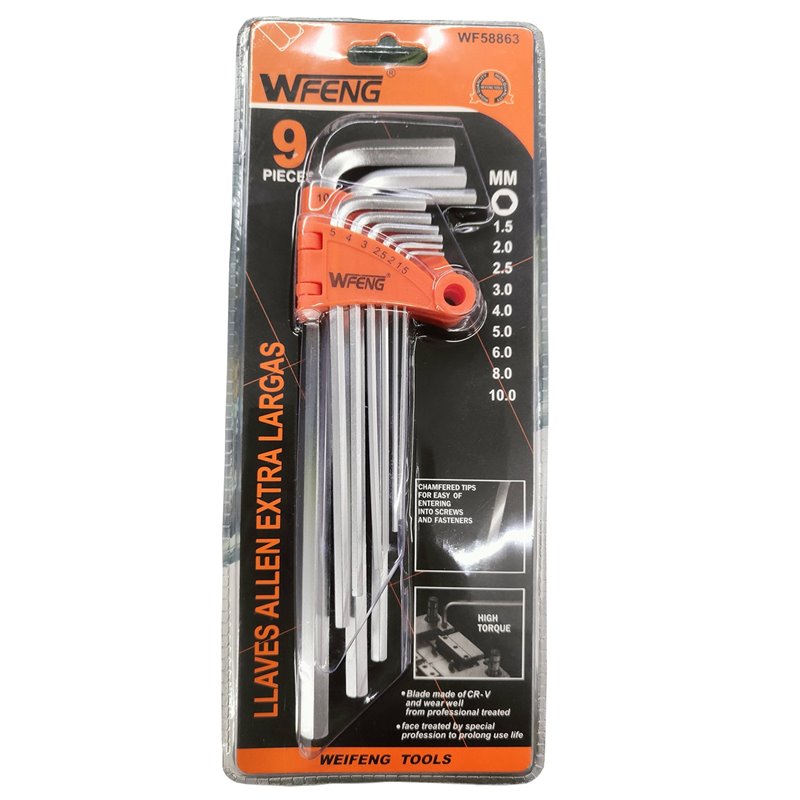 Juego x9 llaves bristol allen hexagonal bristol en estuche blister