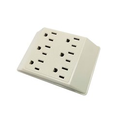 Adaptador tomacorriente 6 salidas cuadrado pared 2 a 6 multimarca