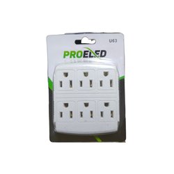 Adaptador tomacorriente 6 salidas cuadrado pared 2 a 6 multimarca