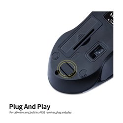 Mouse inalámbrico USB Q2 negro 2.4GHz + batería AA