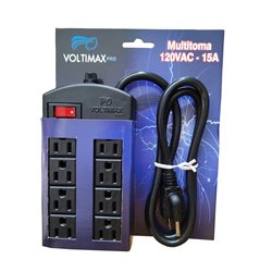 Multitoma 8 tomas 15A Voltimax 1mt + portafusible alta calidad MTC-329