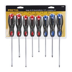 Juego x8 destornilladores Pretul comfort grip magnéticos
