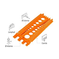 Regleta medidora de tuercas y tornillos 22cm Truper