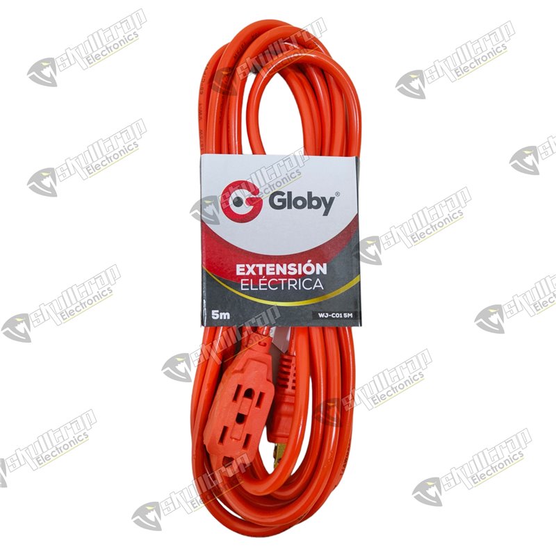 Extensión eléctrica semi industrial 5 mtrs naranja
