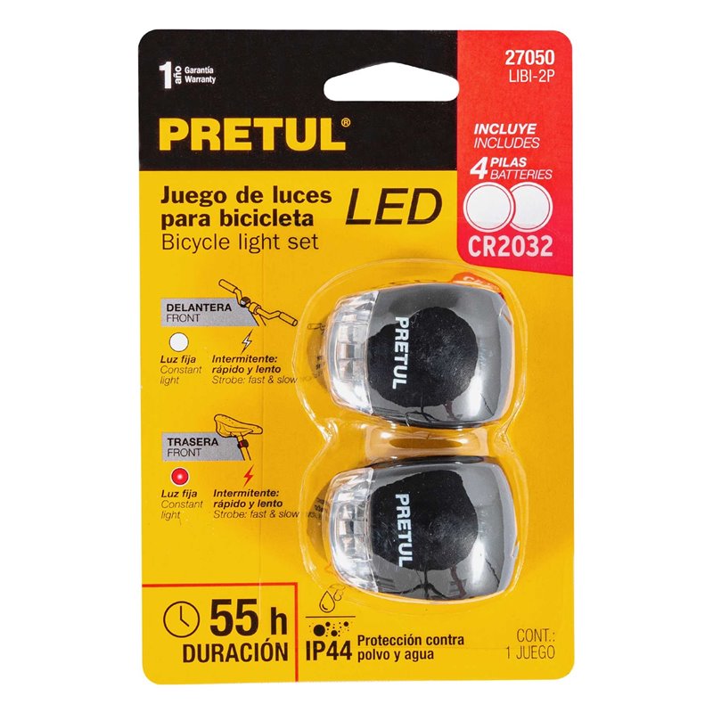 Set de luces led delanteras y traseras para bicicleta Pretul