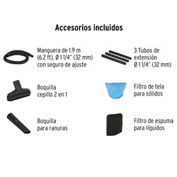 Aspiradora 3HP 2200W sólidos y líquidos 4 gal plástica Truper