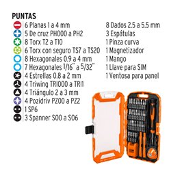 Kit destornilladores reparación PC celular consolas 77 piezas Truper