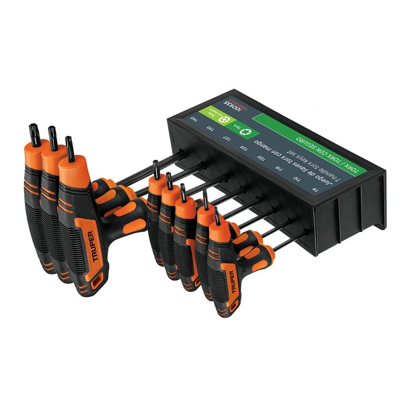 Juego de 8 llaves torx extralargas con mango T Truper
