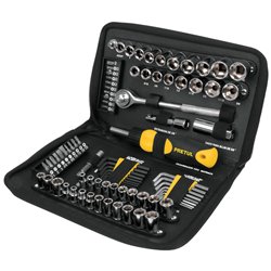 Juego de copas 83 herramientas 1/4" y 3/8" para mecánico Pretul