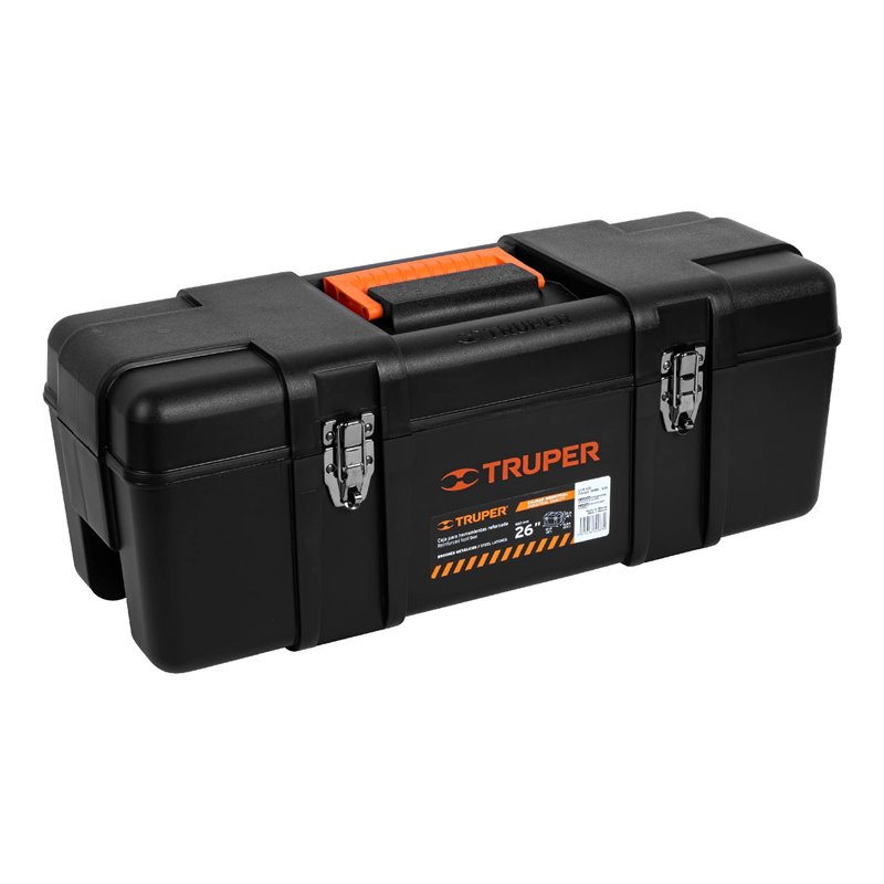 Caja herramienta 26" industrial broches metálicos + charola Truper