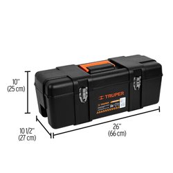 Caja herramienta 26" industrial broches metálicos + charola Truper